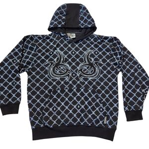 2000s Silver Point Graphic All Over Print Hoodie Boys Sz L